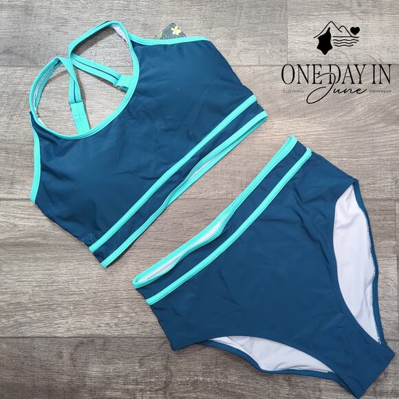 Blooming Jelly High Waist Crop Bikini Swimsuit Size M - Picture 2 of 6